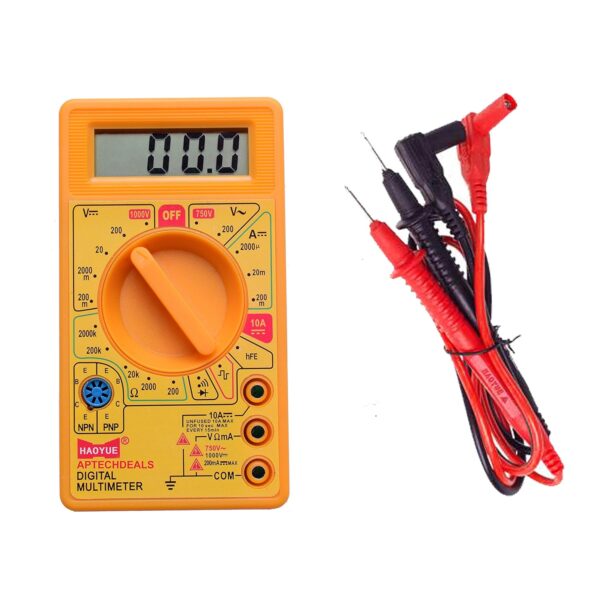 Electronic Spices Small Digital Multimeter, Multipurpose Electric meter Yellow/Red